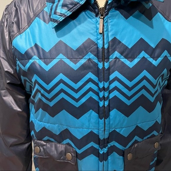 MISSONI for Target Blue Zig Zag Puffer Jacket Medium - Picture 3 of 7